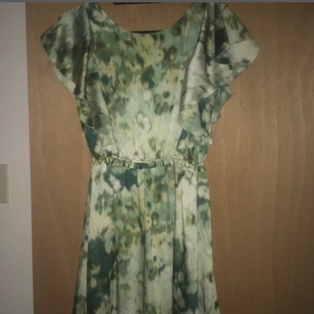 H&M Green Flutter Sleeve Mini Dress, Size 4